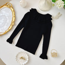 Load image into Gallery viewer, 【予約】フリル襟付き粒ニットトップス　長袖　ふりふり　冬100～140ｃｍ　Wselect
