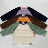 【予約】カラーブロックラグランティー　長袖　トップス　AW 韓国  韓国子供服　2026 ELLYMOLLY - W select  baby kids