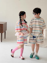 Load image into Gallery viewer, 【予約】マルチカラーセットアップ　夏　ボーダー　100～160ｃｍ　子供服　 おそろい　SS 子供服　 Wselect - W select  baby kids

