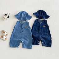 【予約】デニムロンパース&キャップ　夏　73～100ｃｍ　baby　子供服　 Wselect　SS 子供服　 Wselect - W select  baby kids