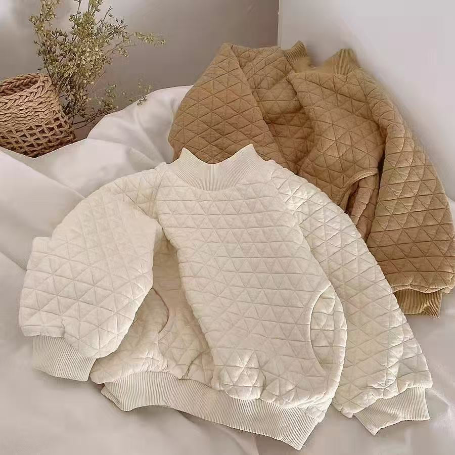 【予約】キルティングTOPS  裏起毛　長袖　ゆったり　冬80～130ｃｍ　Wselect