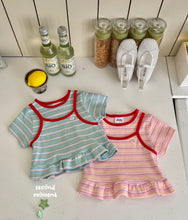 Charger l'image dans la galerie, 【即納】ボーダー重ね着T　second moment 重ね着キャミ Tシャツ　韓国子供服　90〜160 Jr. Wselect - W select  baby kids
