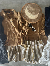 Load image into Gallery viewer, 即納【Original】W. モスリンストライプSETUP 夏　summer　セットアップ　brown  オリジナル　W select
