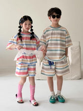 Load image into Gallery viewer, 【予約】マルチカラーセットアップ　夏　ボーダー　100～160ｃｍ　子供服　 おそろい　SS 子供服　 Wselect - W select  baby kids
