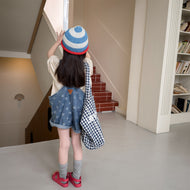 【予約】ショートデニムサロペット　星　ドット　春　夏　80～130ｃｍ　Wselect - W select  baby kids