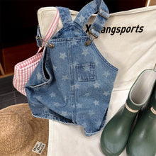 画像をギャラリービューアに読み込む, 【予約】ショートデニムサロペット　星　ドット　春　夏　80～130ｃｍ　Wselect
