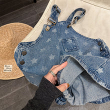 画像をギャラリービューアに読み込む, 【予約】ショートデニムサロペット　星　ドット　春　夏　80～130ｃｍ　Wselect
