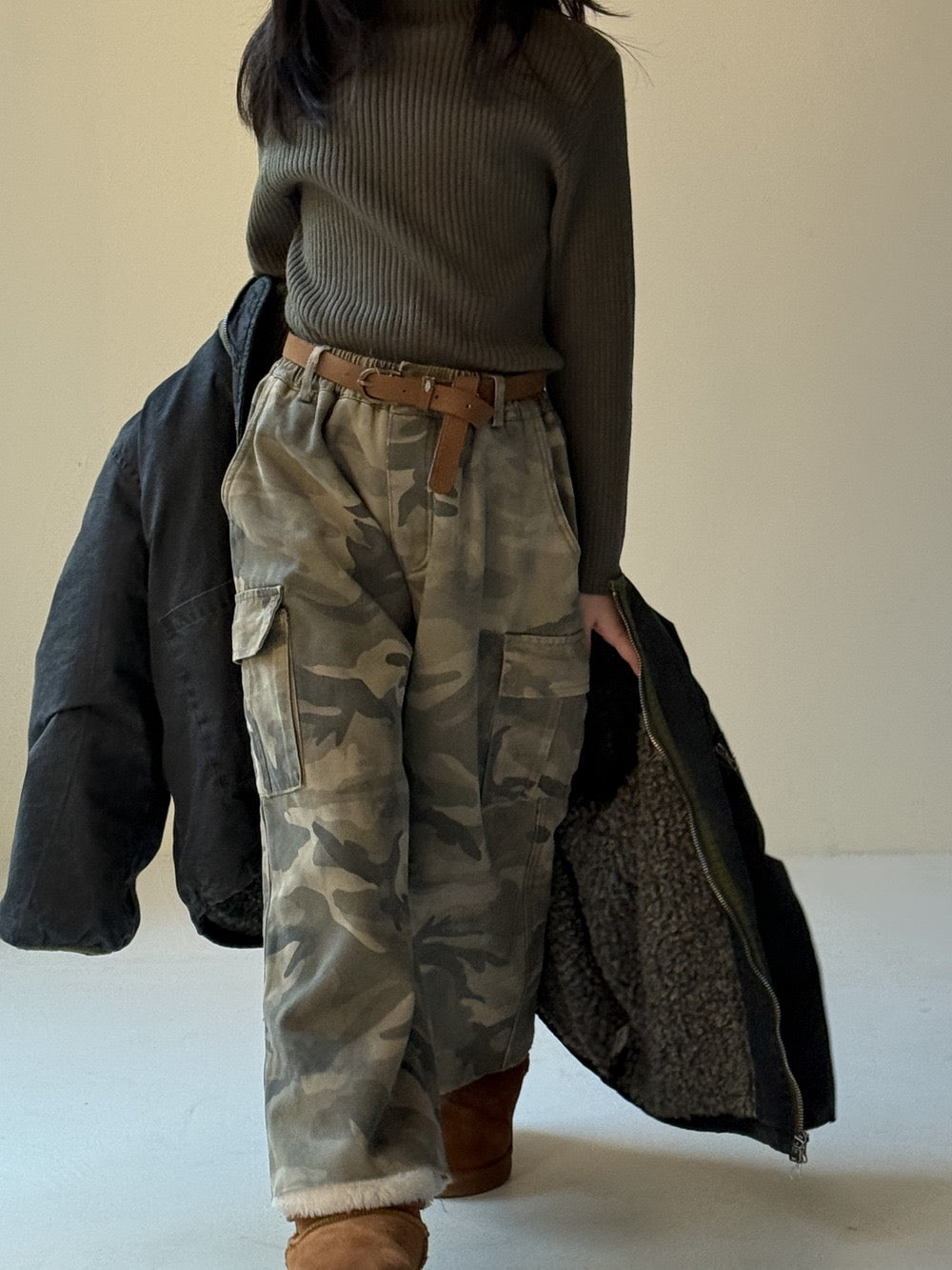 【予約】アーミーストレートパンツ bottom　ゆったり　冬　90〜150ｃｍ　Wselect