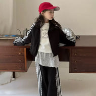 【予約】 レースラインセットアップ　ジップブルゾン　ハーフパンツ   ナイロン　set up  120〜170cm Wselect - W select  baby kids