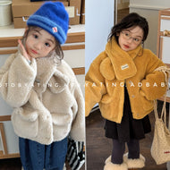 【予約】マフラー付きボアコート　羽織　80～130ｃｍ　あったか　冬　子供コート　Ｗselect
