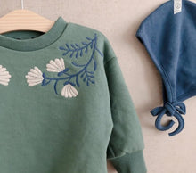 Load image into Gallery viewer, 即納】刺繍スエットロンパース　ボンネットセット　スエット　トレーナー　花柄　 - W select  baby kids
